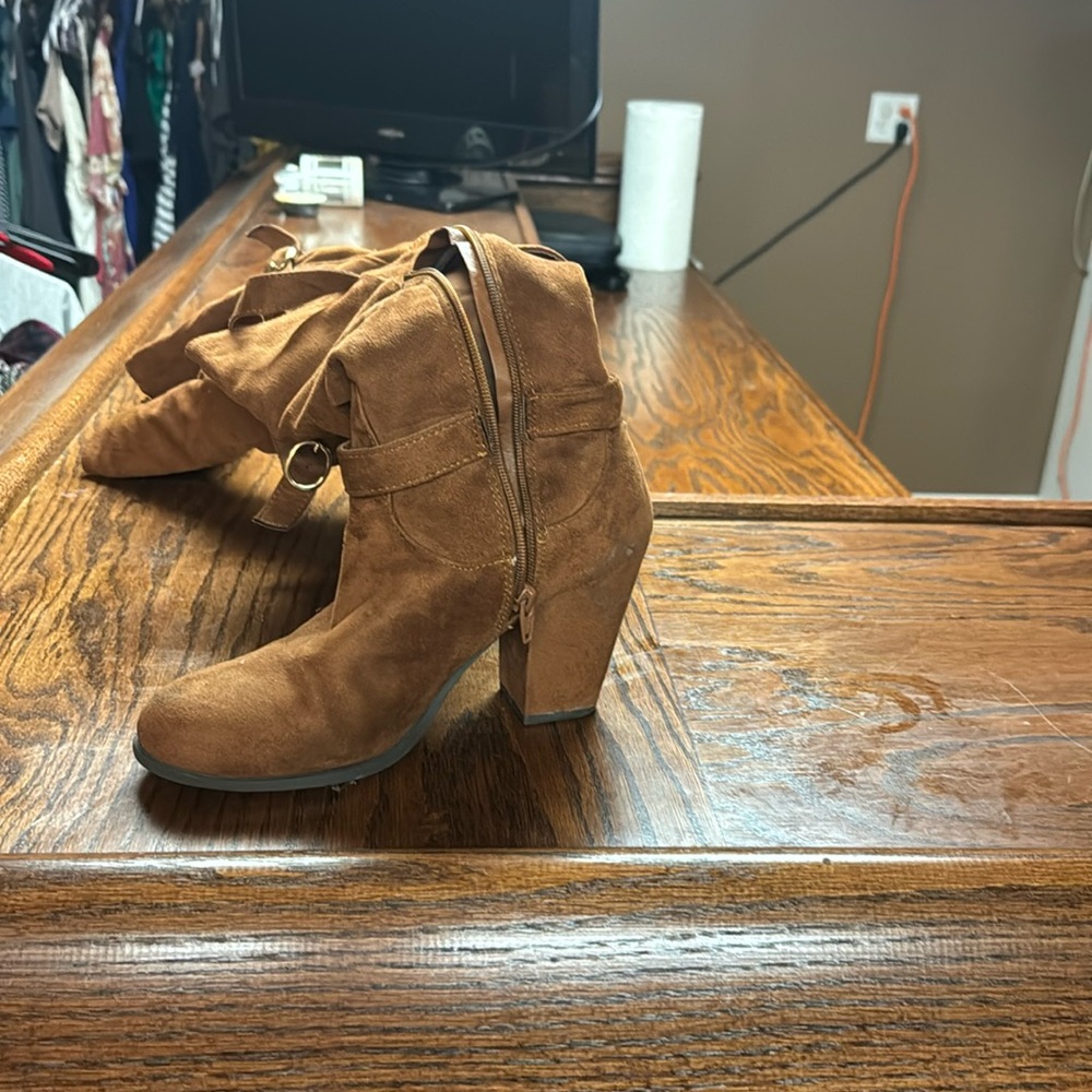 Brown suede tall boots